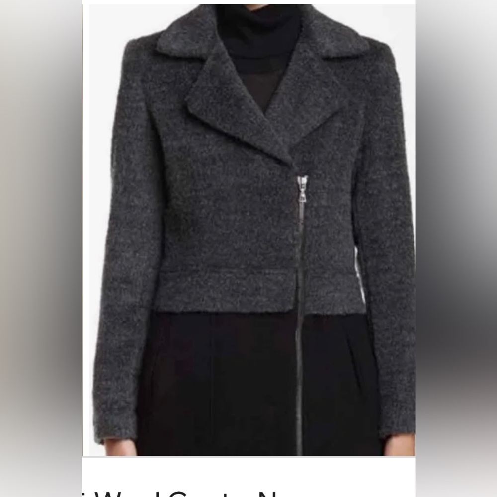 Trina Turk Never worn Wool Coat 3/4 zipper, Black& Gray Size: 10